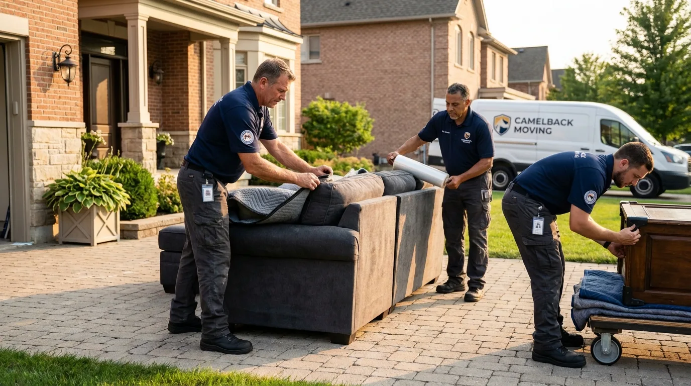 Large estate moving crew wrapping furniture in Murrells Inlet, SC